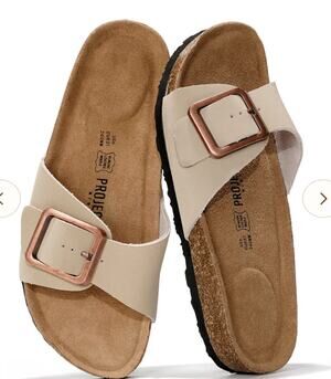 Project Cloud Ibiza Genuine Leather Slide Buckle Sandals Sandcastle Tan 8.5